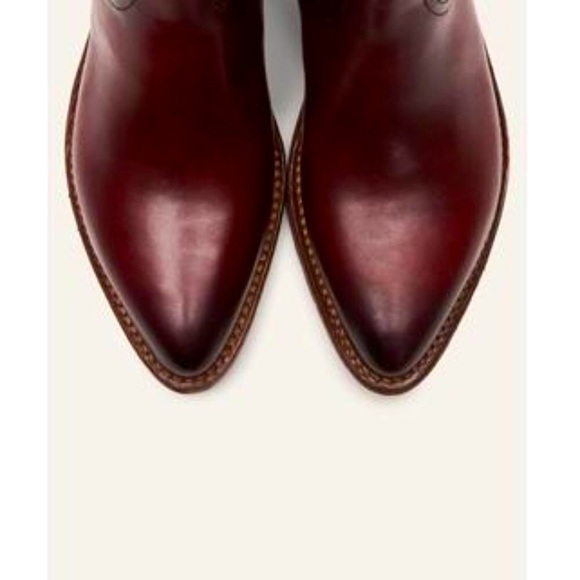 Frye Billy Burgundy Leather Zip Short Ankle Boots - Picture 6 of 16